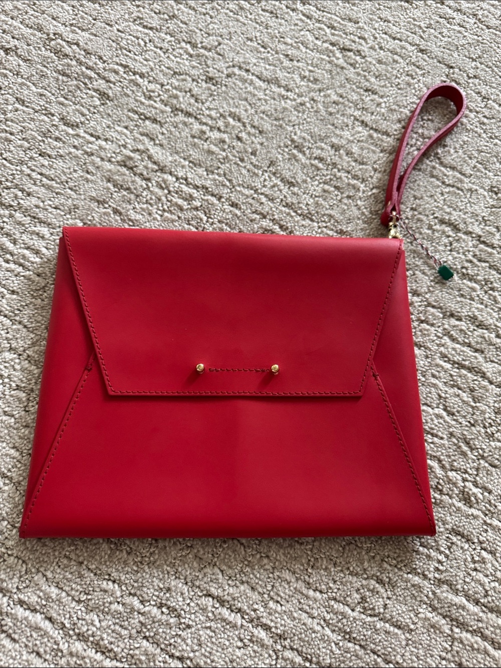 Garuglieri Red Italian Leather Envelope Wristlet Clutch Made in Italy 🇮🇹